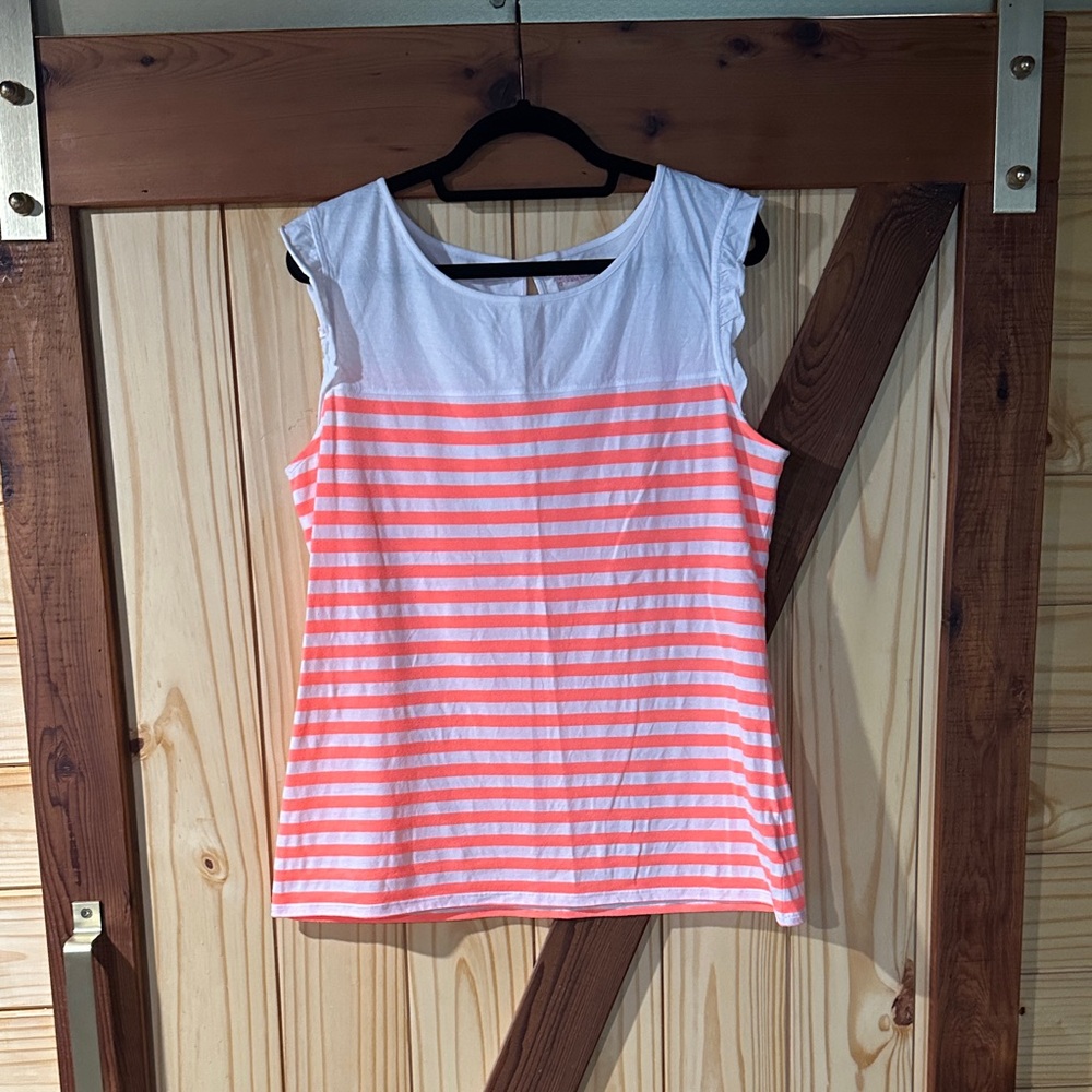 Lilly Pulitzer White and Coral Striped Tank Top